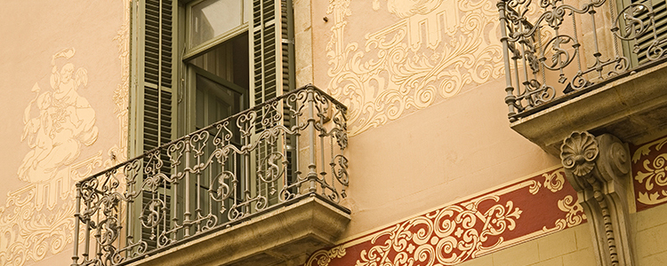 de_0116_spain - Building detail, La Rambla Street, City of Barcelona, Spain